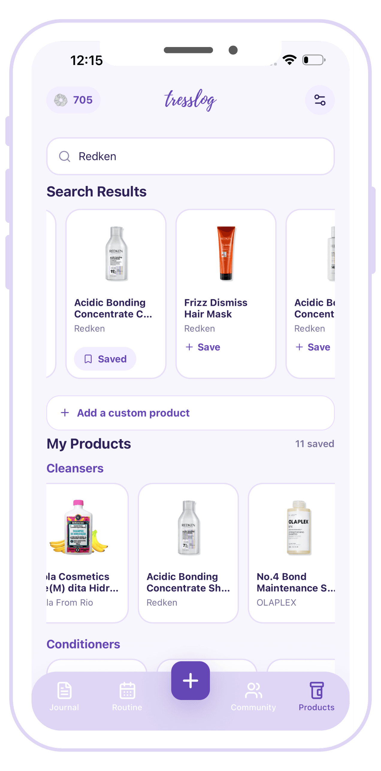 Tresslog app screenshot